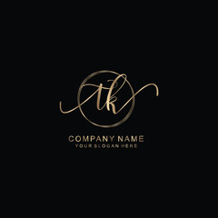 TK Initial handwriting logo template vector