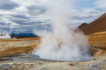 Namafjall, an area of volcanic hot springs in Myvatn Area, Iceland.