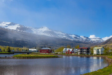 Fototapeta na wymiar Seydisfjordur, a small town at the northeast part of Iceland.