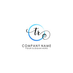 TR Initial handwriting logo template vector
