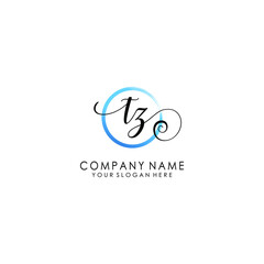 TZ Initial handwriting logo template vector
