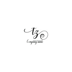 TZ Initial handwriting logo template vector

