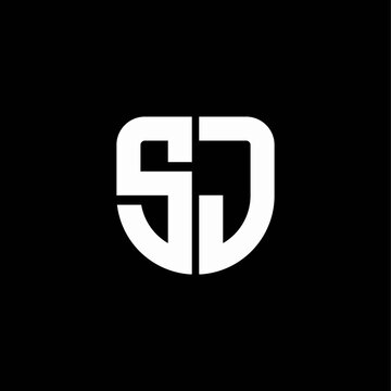 sj logo monogram with circular shape shield design template