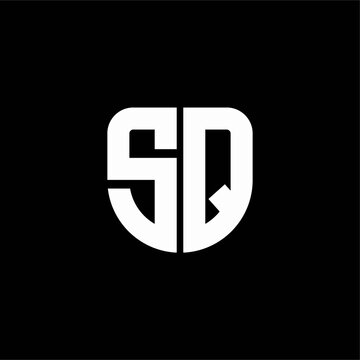 sq logo monogram with circular shape shield design template