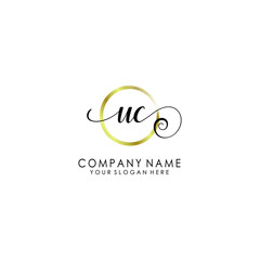 UC Initial handwriting logo template vector
