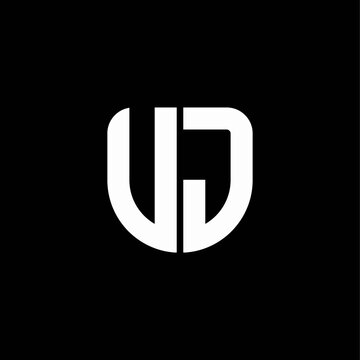 uj logo monogram with circular shape shield design template