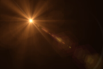 Lens flare light on black background