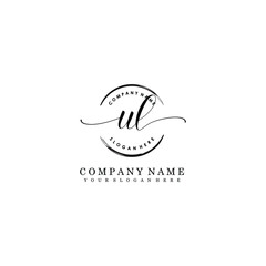 UL Initial handwriting logo template vector
