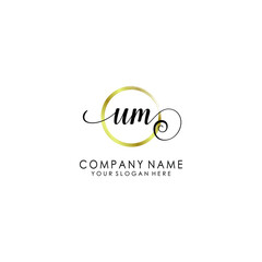 UM Initial handwriting logo template vector
