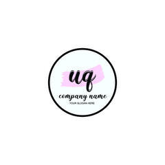 UQ Initial handwriting logo template vector