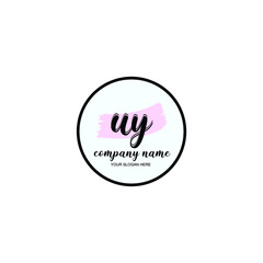 UY Initial handwriting logo template vector