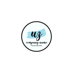 UZ Initial handwriting logo template vector