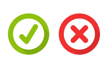 Green check mark and red wrong On the checked box. True or false