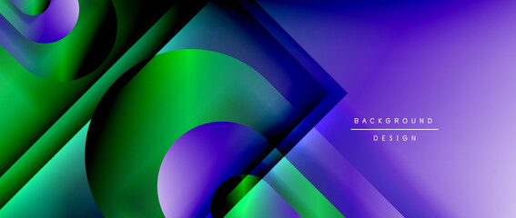 Vector geometric abstract background with lines and modern forms. Fluid gradient with abstract round shapes and shadow and light effects