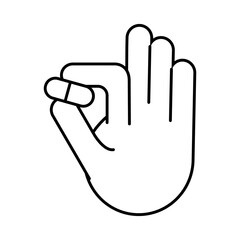 hand with medicine capsule drugs line style