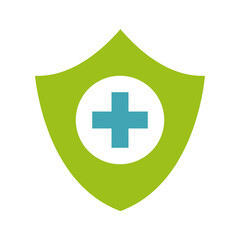 medical cross in shield flat style icon