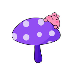 funny cartoon Bunny mushroom