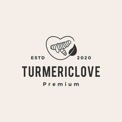 turmeric love hipster vintage logo vector icon illustration