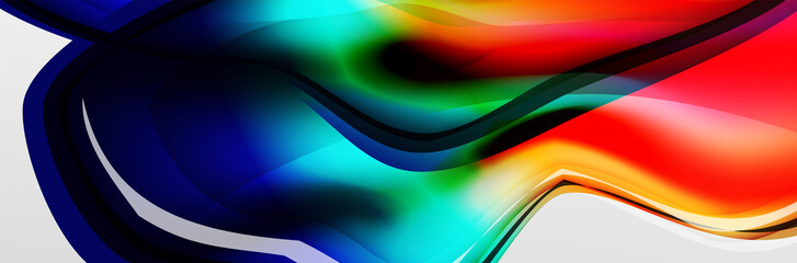 Vector abstract background, flowing liquid style bubble with metallic, color quicksilver chrome texture and color glow effects