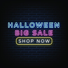 Halloween big sale neon sign, neon style template