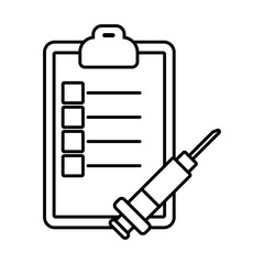 vaccine syringe with checklist line style icon