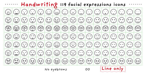 Handwriting facial expression icon 119 Line only_00