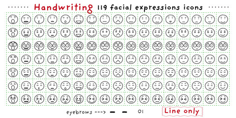 Handwriting facial expression icon 119 Line only_01