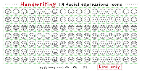 Handwriting facial expression icon 119 Line only_02