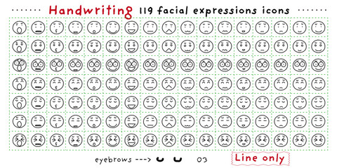 Handwriting facial expression icon 119 Line only_03
