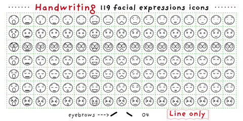 Handwriting facial expression icon 119 Line only_04