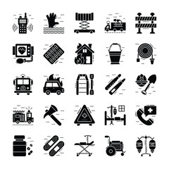 Rescue Emergency Solid Icons Set 