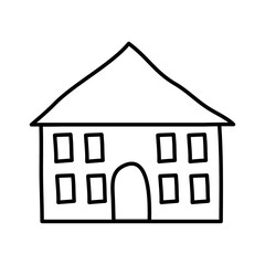 school building line style icon