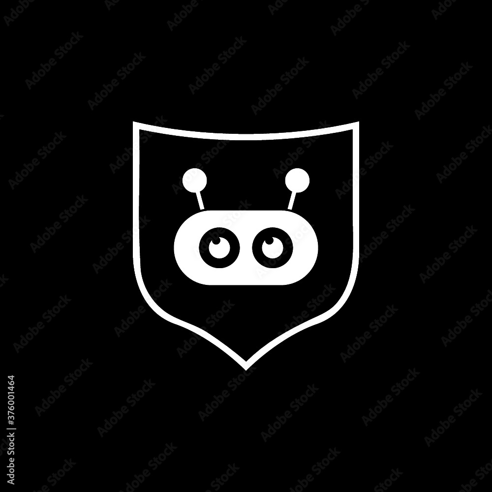 Poster head robot icon. avatar robot logo isolated on dark background