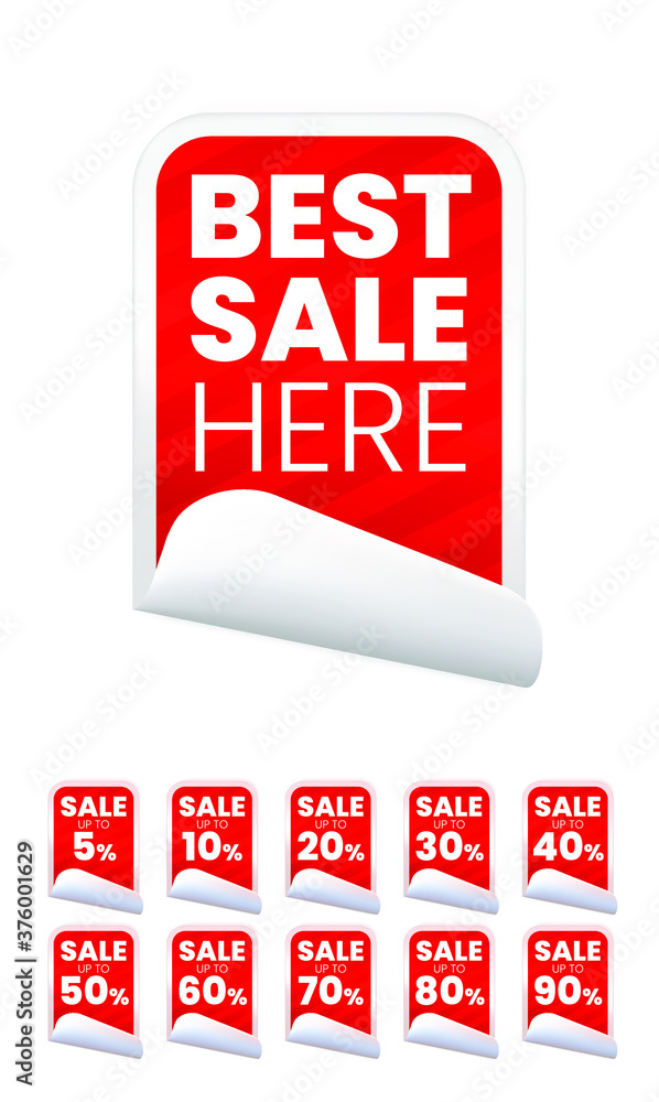 Poster 3d realistic high quality red labels on white background . isolated vector elements