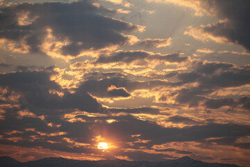 clouds in sunset sunrise in autumn colors