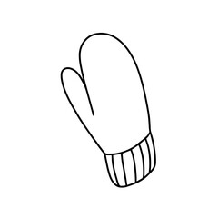  Winter mittens isolated on a white background.Vector illustration in Doodle style. Autumn and winter clothing. Warm mittens for protection from the cold