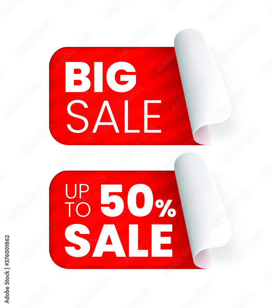 Poster 3d realistic high quality red labels on white background . isolated vector elements