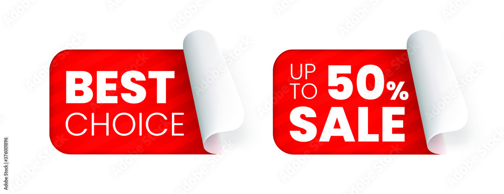 Poster 3d realistic high quality red labels on white background . isolated vector elements
