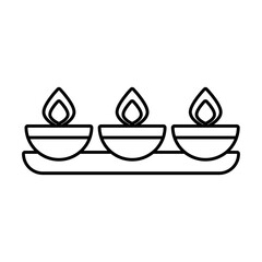 diwali candles in shelf line style icon