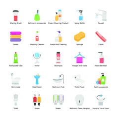 Bathroom Accessories Icons Set 