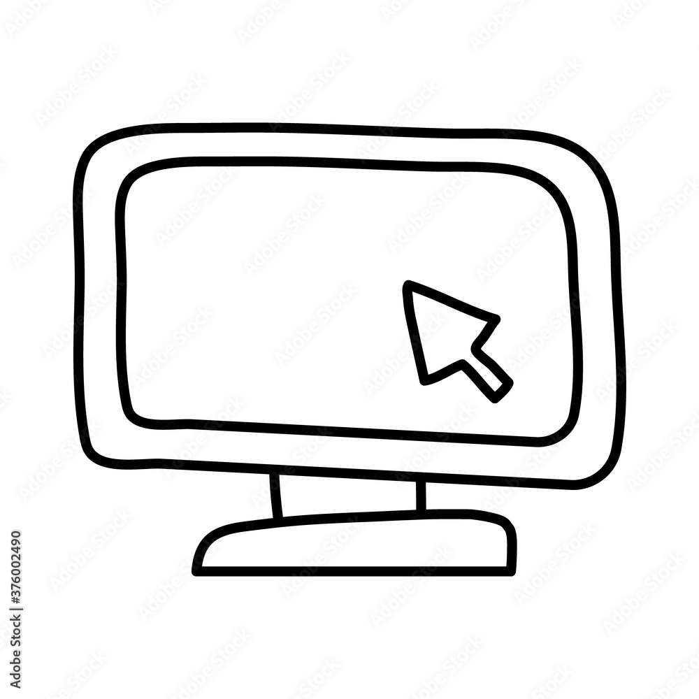 Poster desktop and arrow cursor line style icon