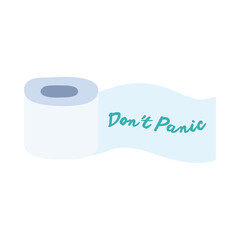 dont panic lettering with toilet paper roll flat style