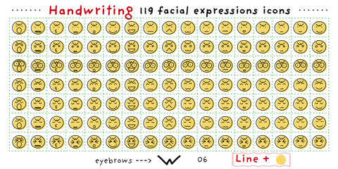 Handwriting Facial expression icon 119 Lines and Yellow circle_06