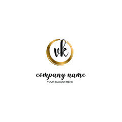 Fototapeta na wymiar VK Initial handwriting logo template vector 