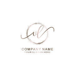 Obraz premium VL Initial handwriting logo template vector