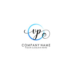 VP Initial handwriting logo template vector
