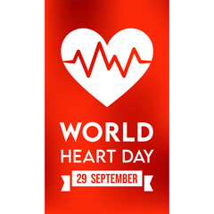 29 September, World Heart Day Poster Design in Red and White Color.