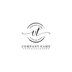 VT Initial handwriting logo template vector
