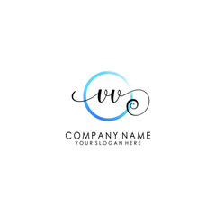 VV Initial handwriting logo template vector
