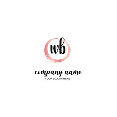 WB Initial handwriting logo template vector